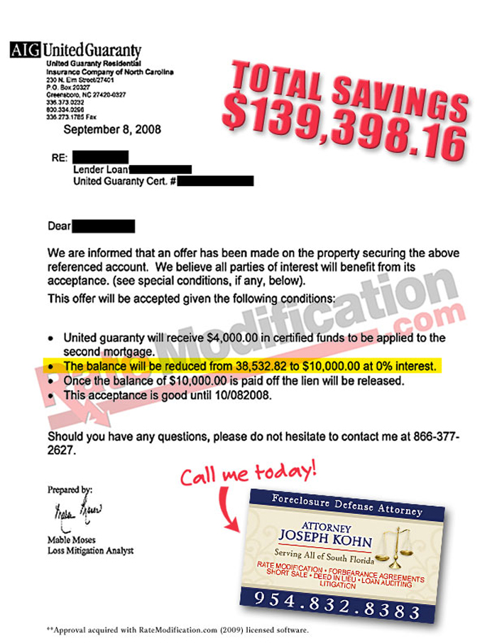 Joseph Kohns - Mortgage Modification Agreement - Testimonial Letter #8